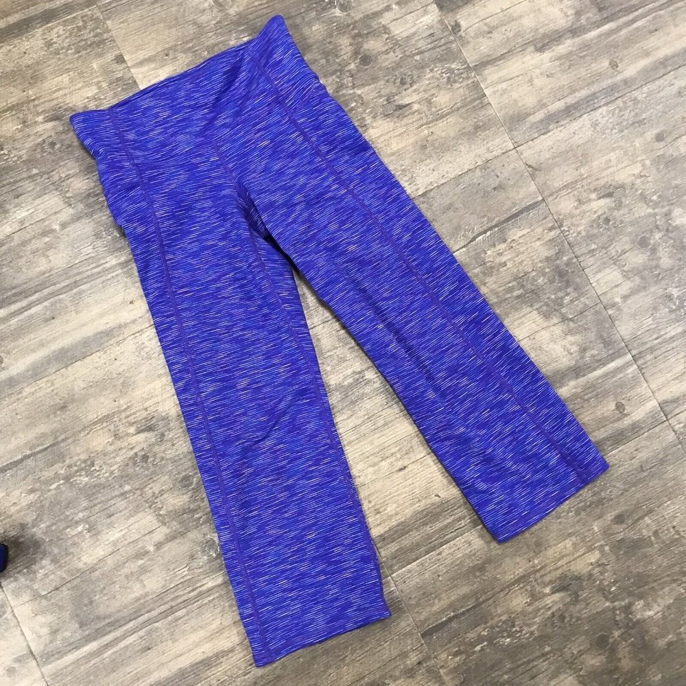 Athleta Energy Power Up Capri Leggings Split Hem Blue Women Size XS
